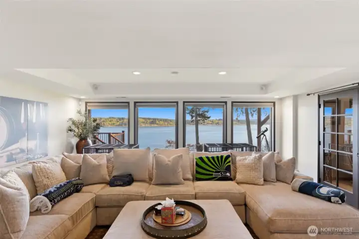Lower level living room with beautiful views.