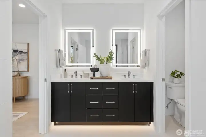 Spa-inspired bath with refined finishes.