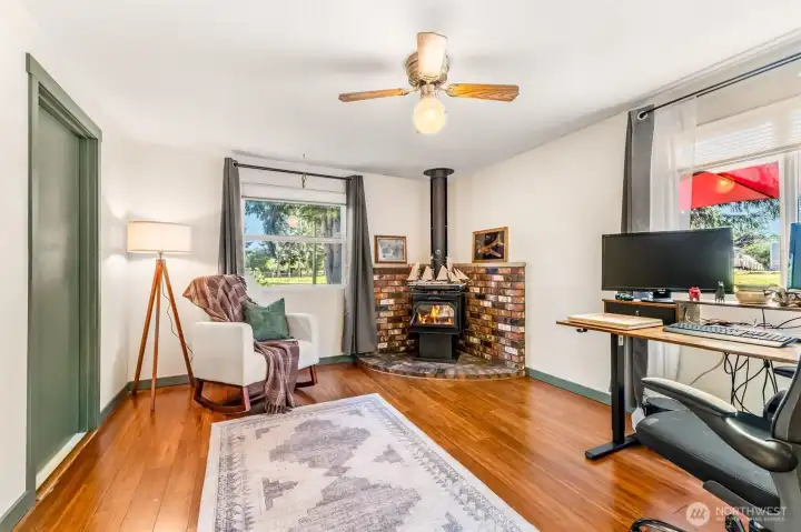 office or den with second fireplace
