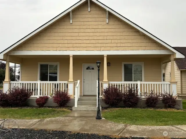 Close up showing the full porch