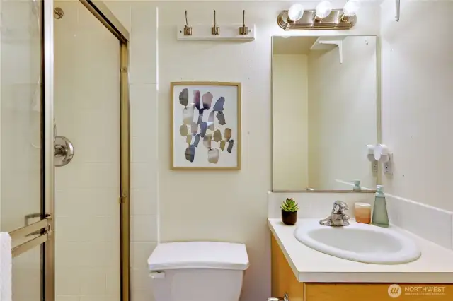 3/4 bath on the lower level.
