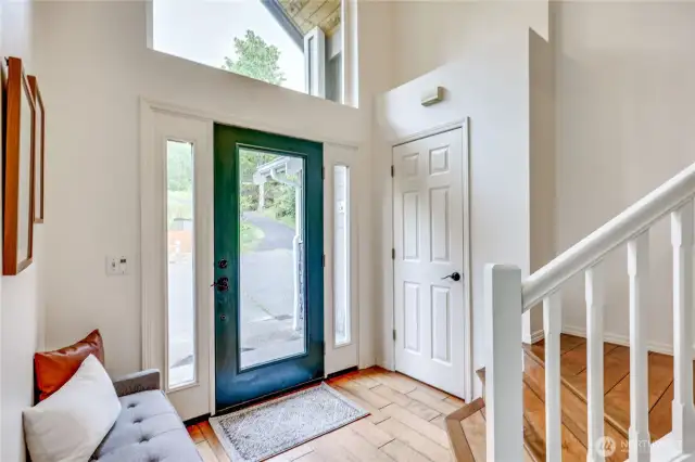Large coat closet when you enter.  Light and bright.