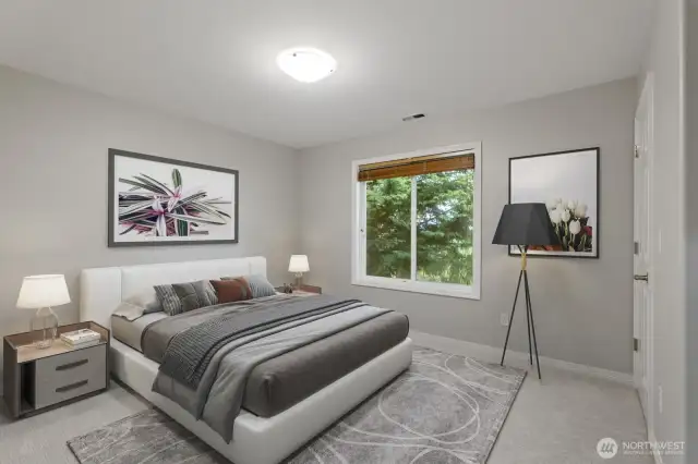 Virtually-Staged upstairs back bedroom