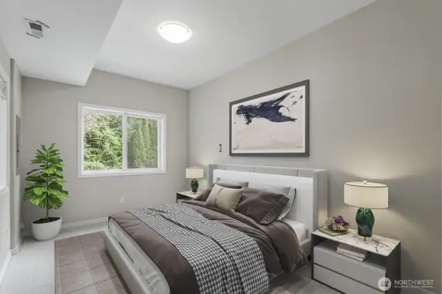 Virtually-Staged downstairs bedroom