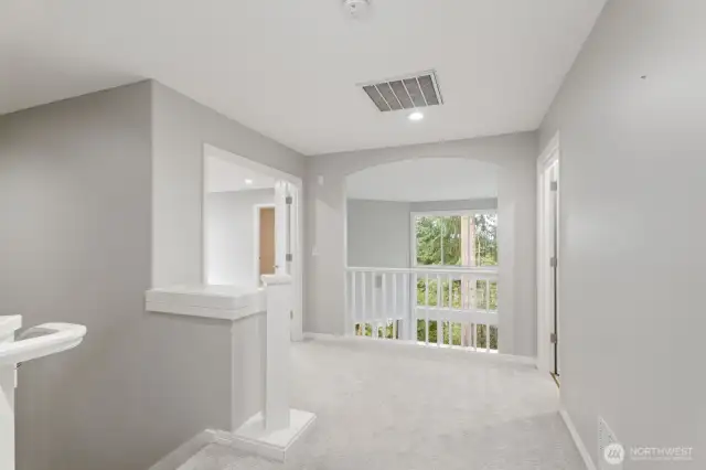 Your upstairs landing open to the family room below