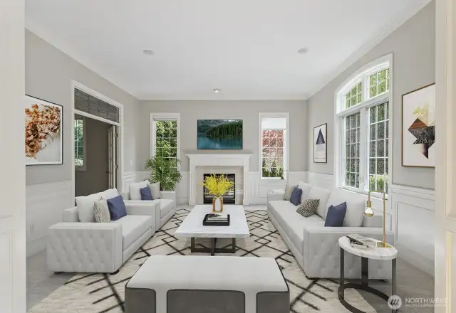 Virtually-Staged formal living room