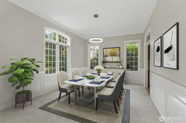 Virtually-Staged formal dining room