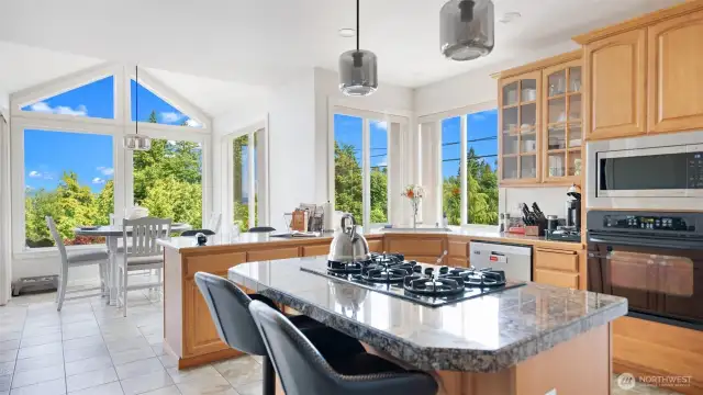 Bright and welcoming kitchen with top of the line appliances
