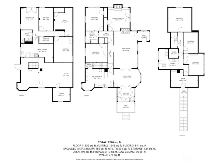Floor plan of all 3 floors