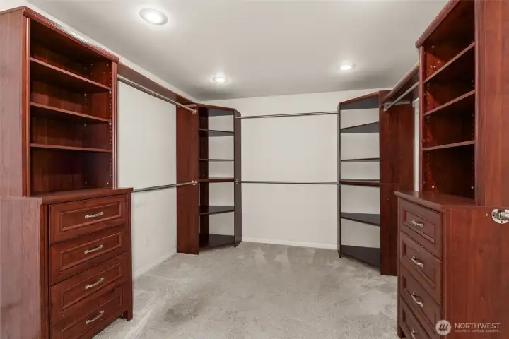 Primary Walk in Closet with organizers.