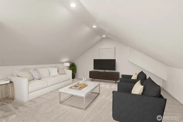 Digitally Staged Loft as bonus space