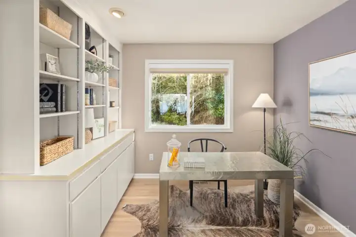 A perfect main floor office space with built-ins.