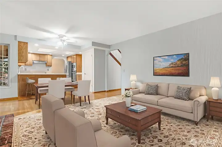 Additional living space looking back towards kitchen - Virtually staged