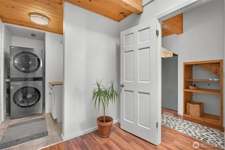 Fresh laundry area easy access off hallway