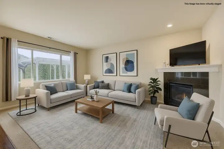 Living Room with brand new carpet VS* Living Room with brand new carpet VS*