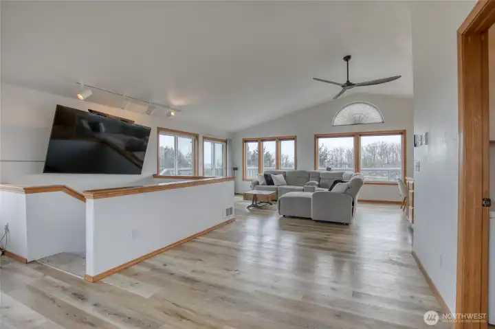 The main living space is on the top floor of the home, capturing the spectacular views.