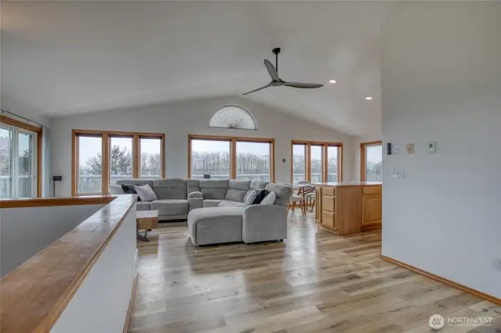 This floor will give you the living room, dining area, kitchen, laundry room and a three quarter bath.