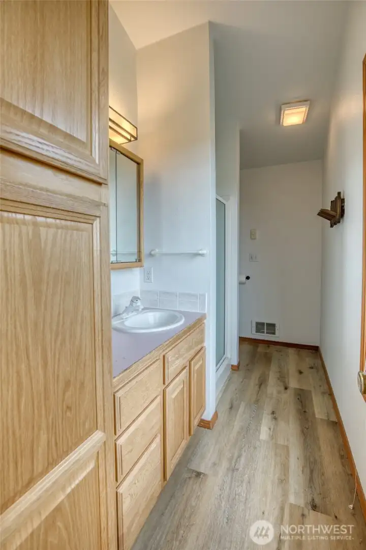 Top floor three quarter bath.