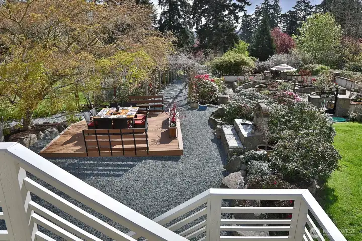 Looking down from the wrapped deck.