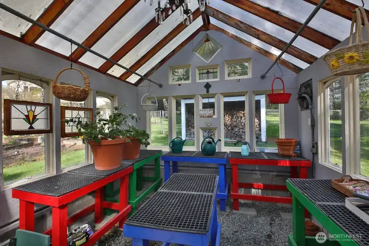 Inside the green house.