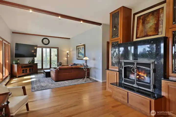 Sit and enjoy the beautiful propane fireplace