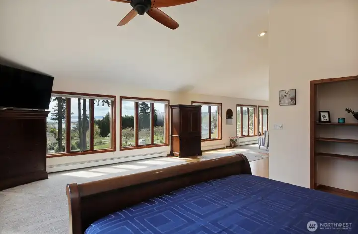 Wake up to views of the Sound and Tuscan Terrace and Chateau Rose Garden.