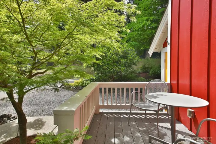 Thoughtfully designed landscaping complements the home’s architecture.