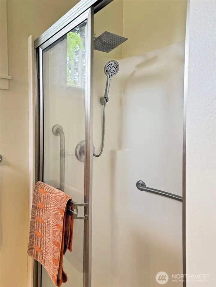 Shower in upper level 3/4 bath.