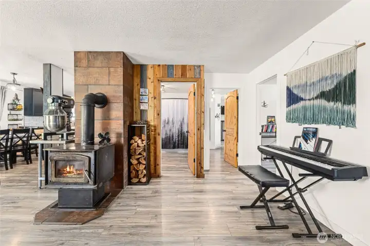 Central wood stove for cozy winter nights