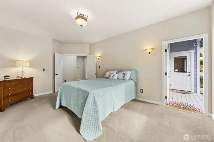 Step into elegance with double French doors and the exterior door to backyard patio.