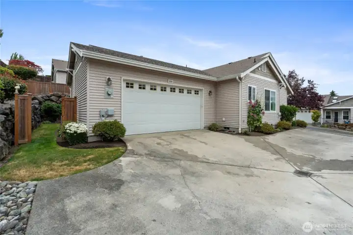Garage elevation with opening to rear yard.