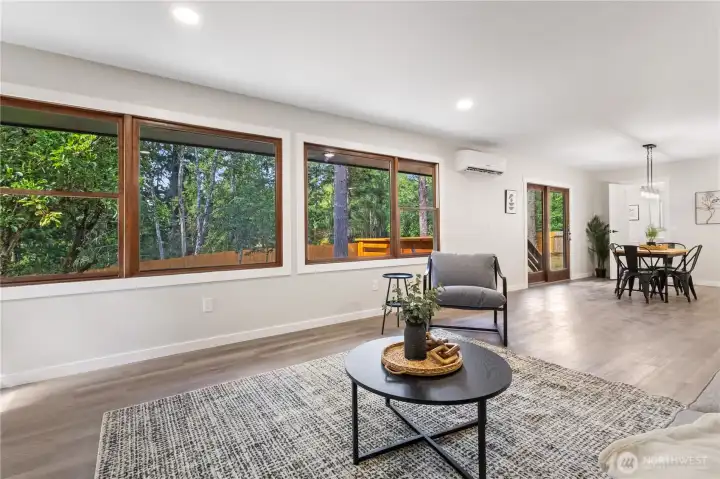 Anderson wood windows add character and warmth while the brand-new mini split keeps you comfortable year round.