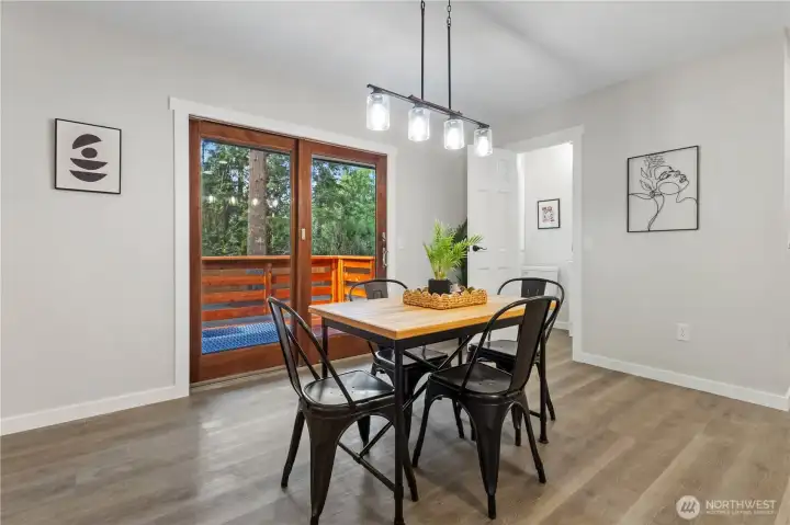 Anderson sliding door takes you from the dining area out to your back yard and new deck.