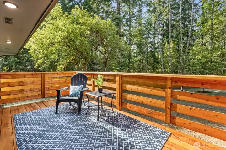 New deck with plenty of space for outdoor dining or relaxing with your morning coffee!