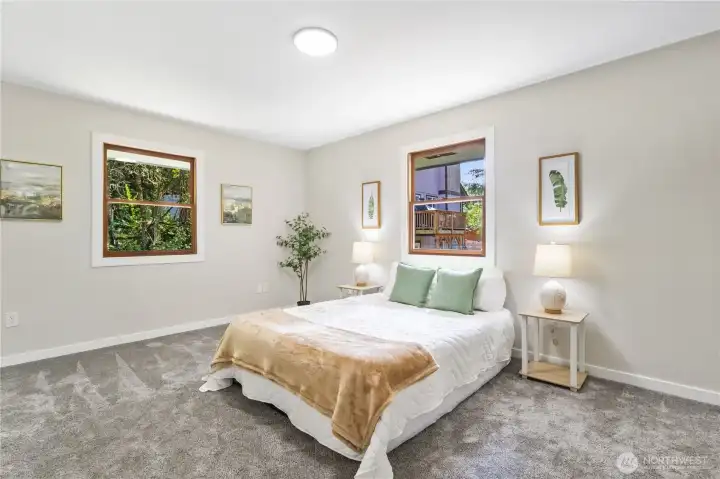 Large primary bedroom with 2 closets.