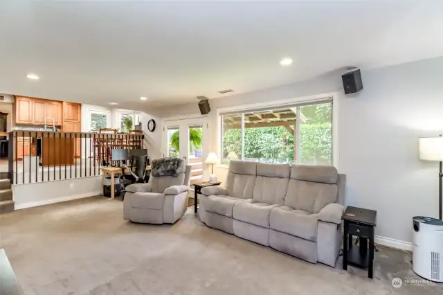 Family room with sliding door to covered deck.