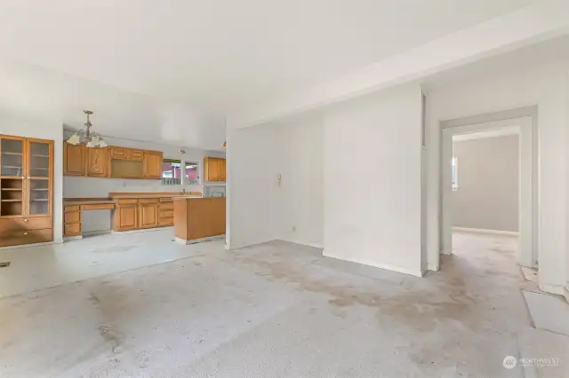 Dining area living room to the left.