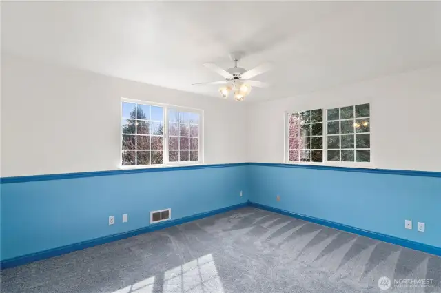 Second bedroom upstairs with fresh paint and carpet.