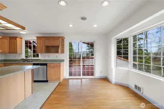 Dining area with slider to the multi level deck.
