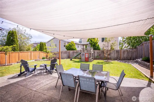 Great outdoor area with sunshade