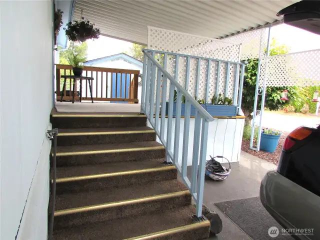 Stairs from parking area to Deck.