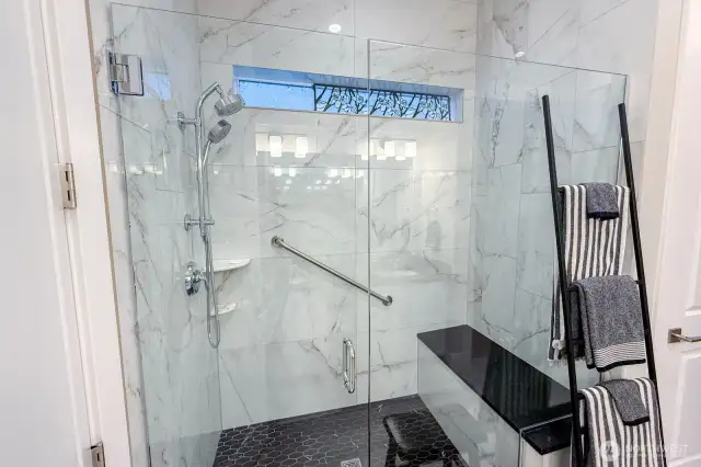 Upgraded primary walk in shower