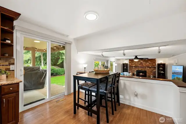 The breakfast nook overlooks the family room.