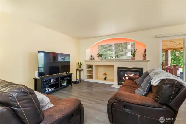 Comfortable living room with gas fireplace for those chilly nights.