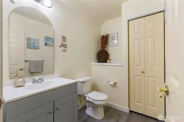 New vanity in the main bathroom. New LVP flooring in the bathrooms too!