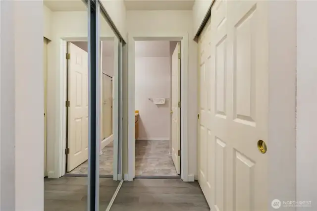The walk in closet is on the right, and an additional closet is on the left!