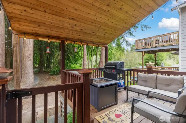 The back deck overlooks the trails.