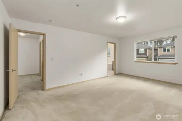 Primary suite is large enough for a king bed.