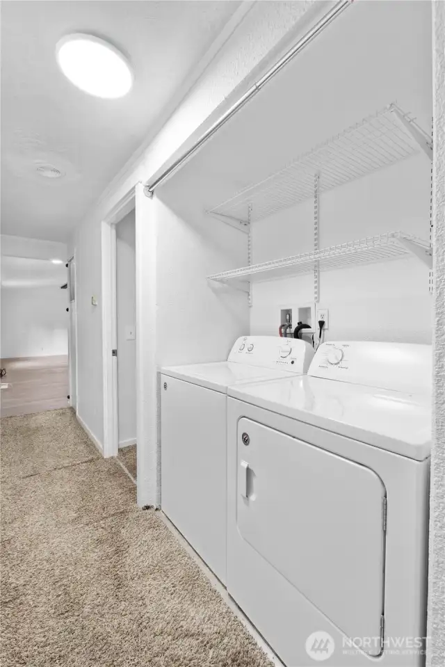 Utility area conveniently located between rooms