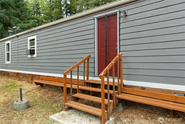 The backsteps lead to the back part of the property